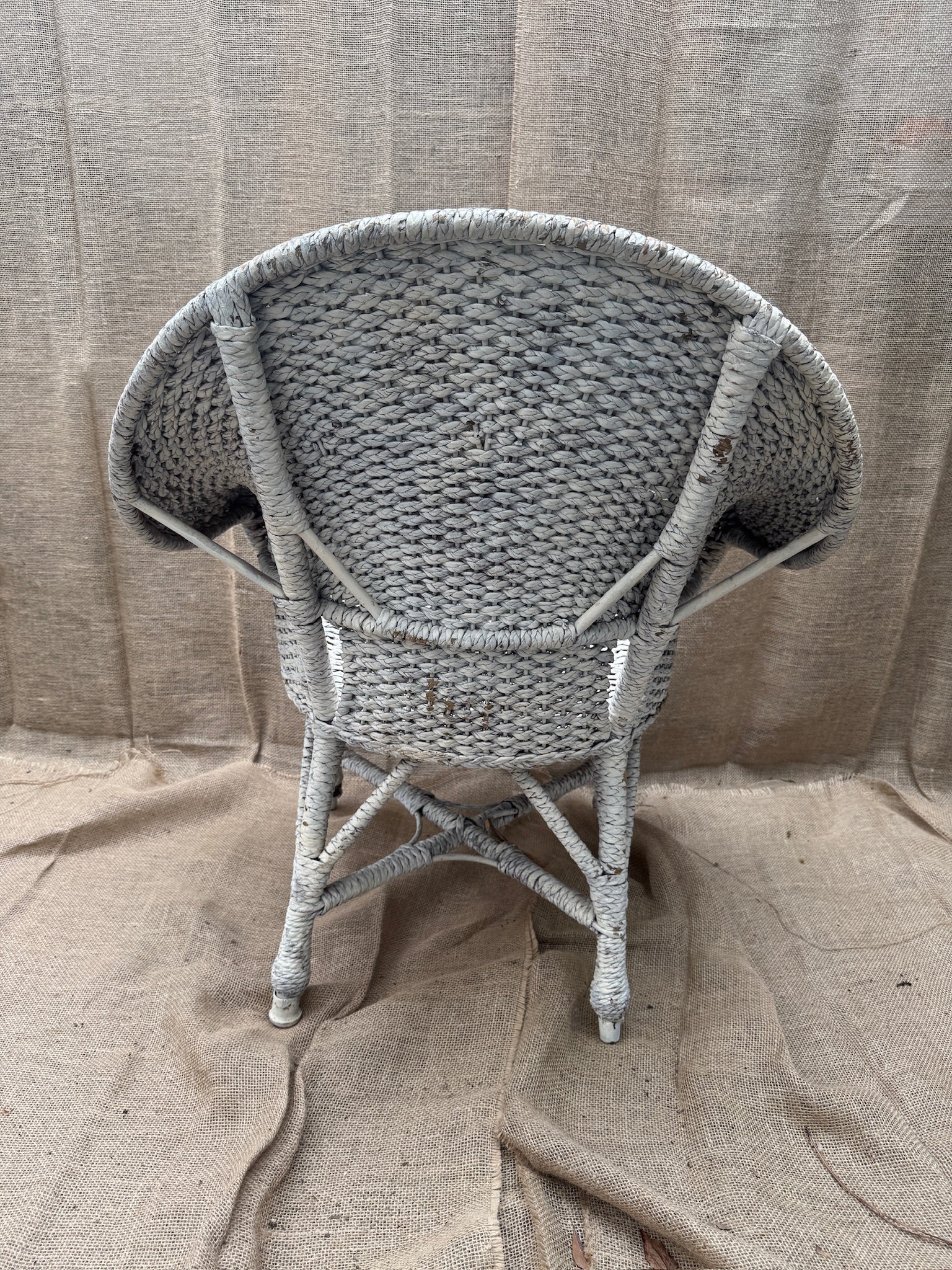 Vintage White Wicker Armchair and Loveseat Set