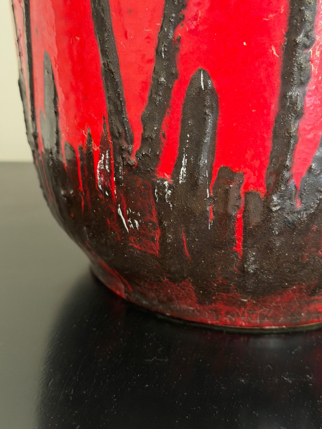 West German Red Fat Lava Horses Vase by Scheurich, 1960s