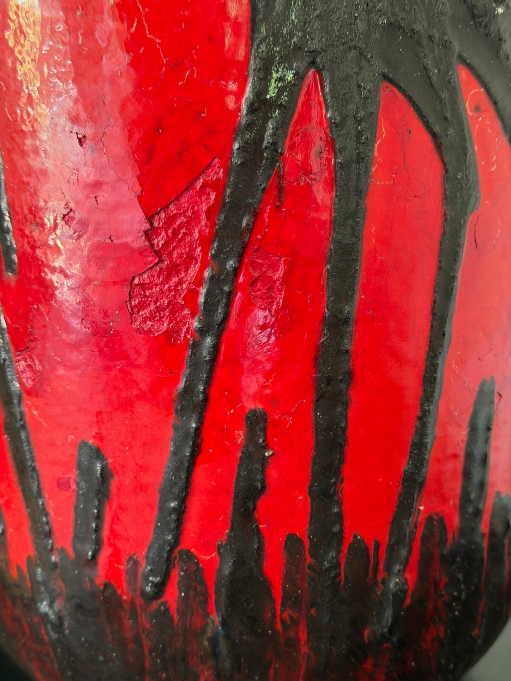 Red Fat Lava Horses Vase by Scheurich, Western Germany, 1960s
