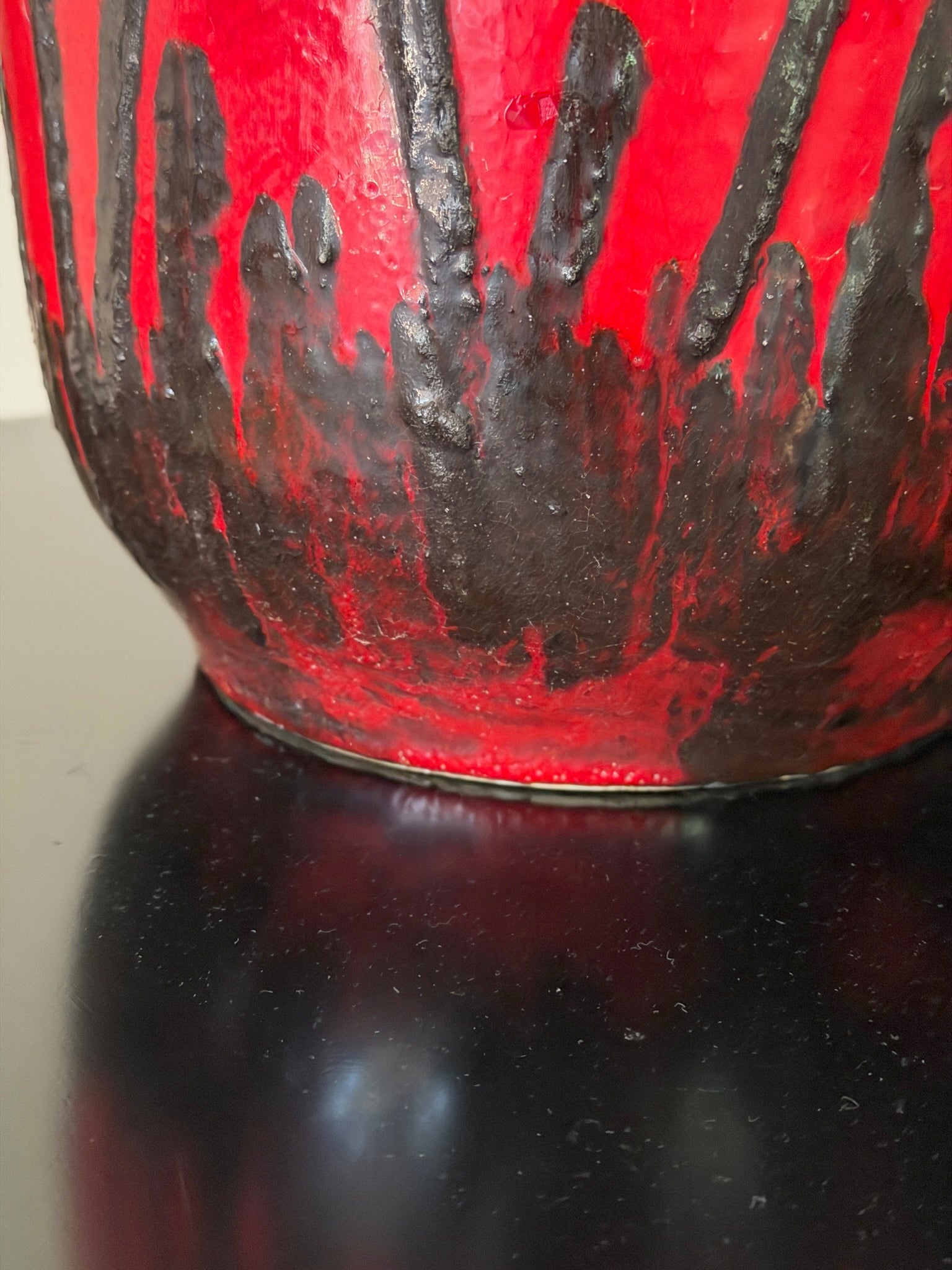 West German Red Fat Lava Horses Vase by Scheurich, 1960s