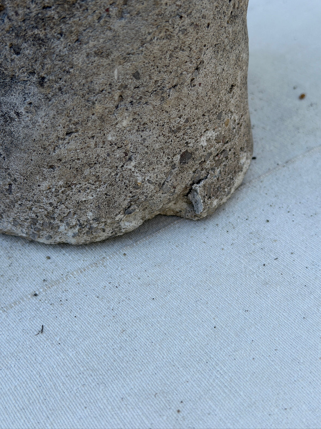 Vintage Concrete Mushroom Face Garden Statue with Rustic Weathered Patina