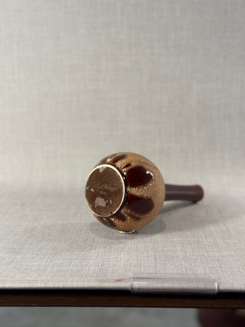 Mid-Century Royal Haeger “Brown Drip” Bottle Vase with Textured Base, American Studio Art Pottery