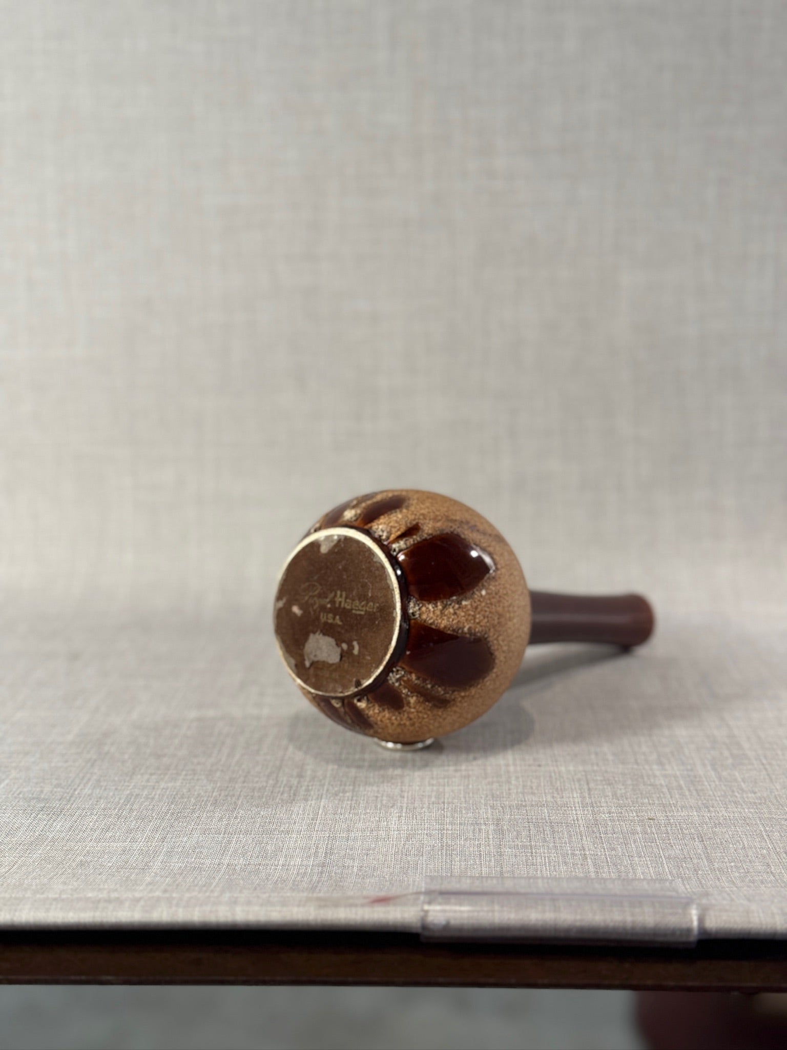 Mid-Century Royal Haeger “Brown Drip” Bottle Vase with Textured Base, American Studio Art Pottery