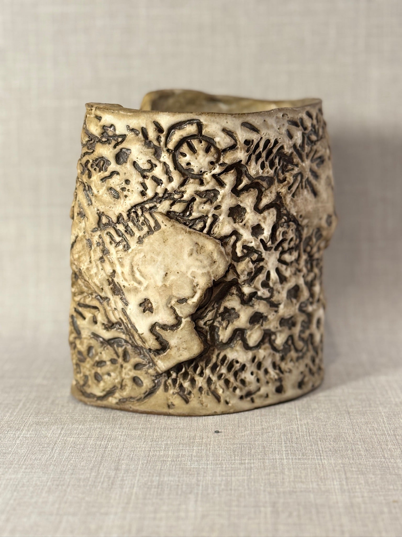 Organic Brutalist Studio Pottery Sculpture Vessel – Handcrafted Mid-Century Abstract Ceramic Art in Earth-Toned Glaze