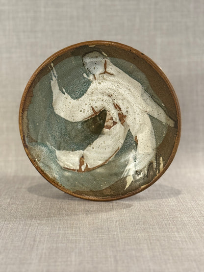 Abstract Brushstroke Studio Pottery Bowl – Hand-Thrown Glazed Stoneware, Wabi-Sabi Aesthetic
