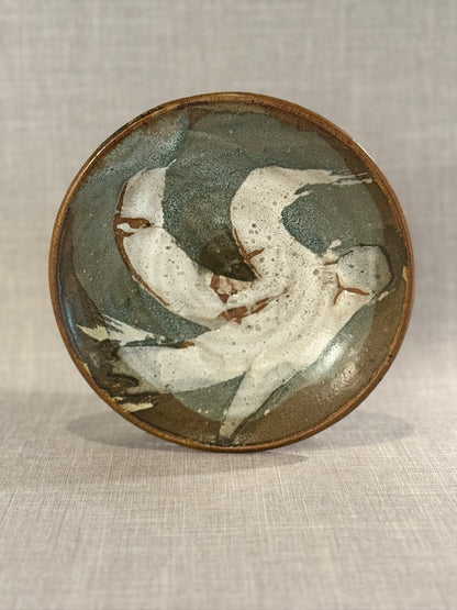 Abstract Brushstroke Studio Pottery Bowl – Hand-Thrown Glazed Stoneware, Wabi-Sabi Aesthetic