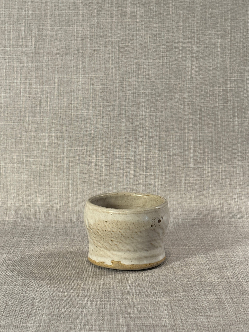 handmade stoneware chawan with wabi sabi form