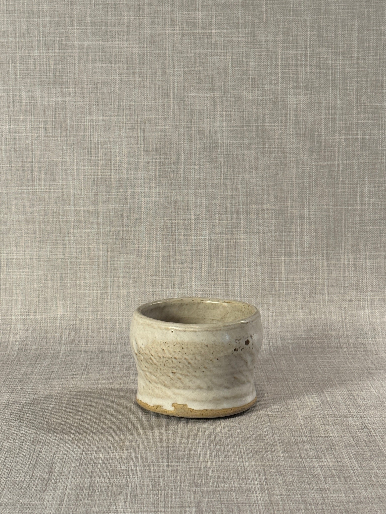 Signed 1966 Studio Pottery Stoneware Tea Bowl with Natural Ash Glaze – Wabi-Sabi Modern Form