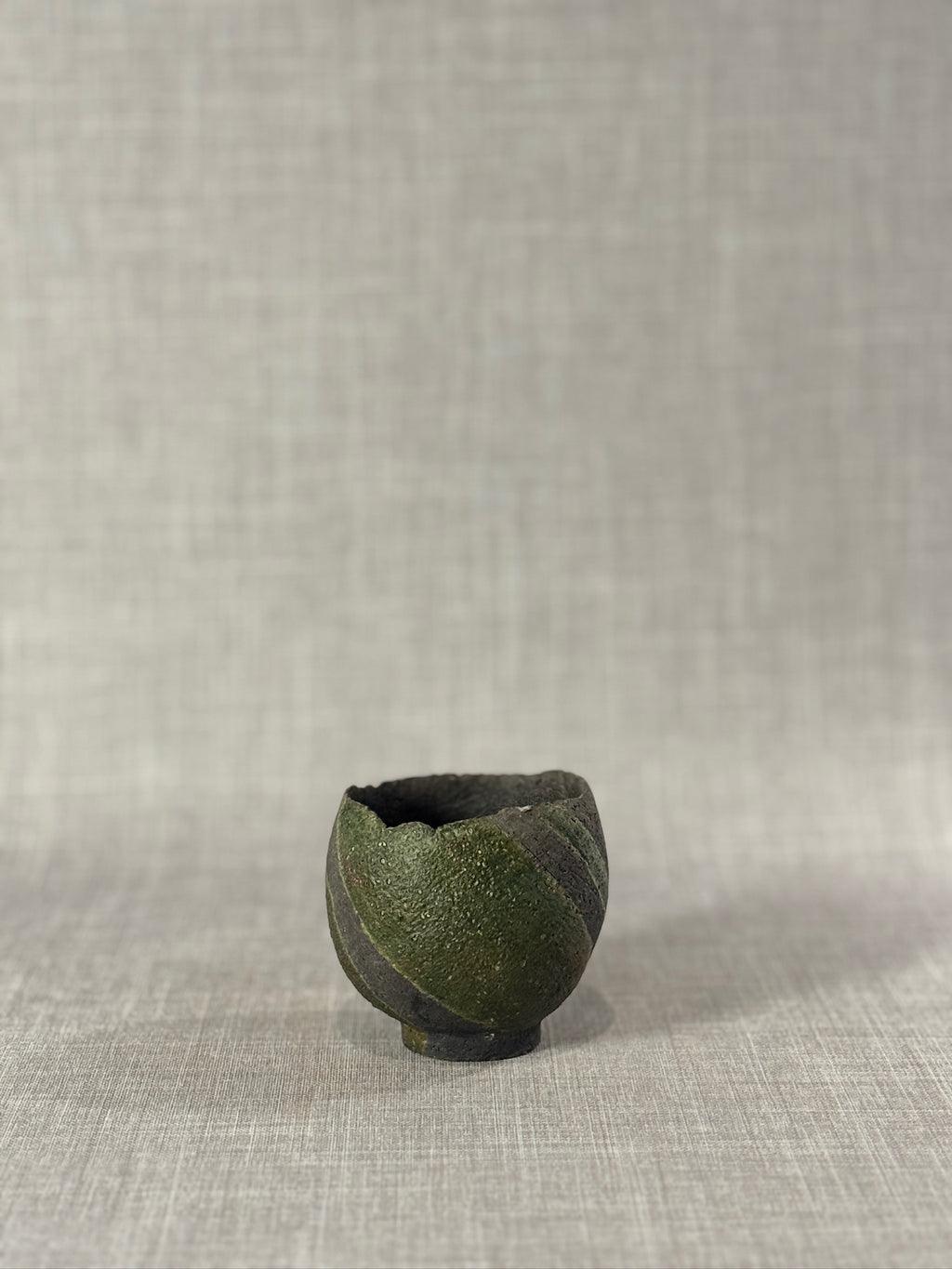 studio pottery ceramic tea bowl with textured organic form