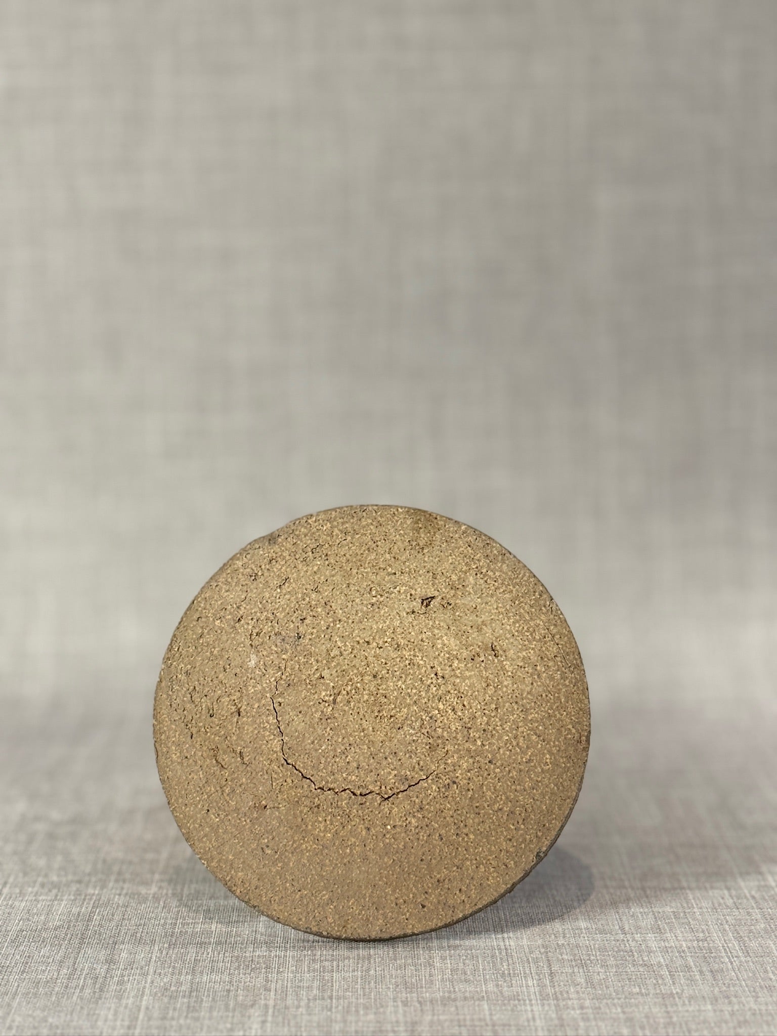 Handcrafted Mid-Century Studio Stoneware Candle Holder with Speckled Glaze and Minimalist Form