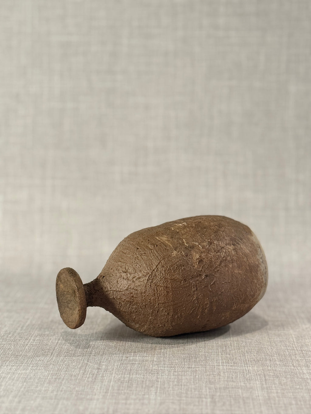 Handcrafted Mid-Century Studio Pottery Bottle Vase with Organic Textured Surface