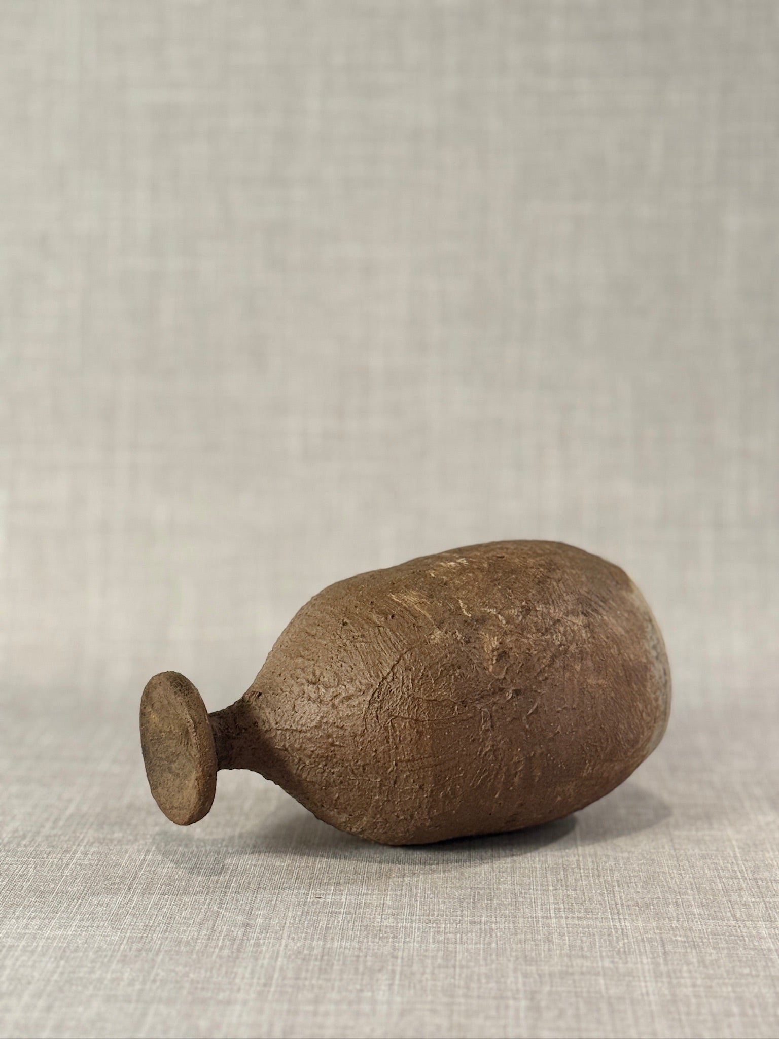 Handcrafted Mid-Century Studio Pottery Bottle Vase with Organic Textured Surface