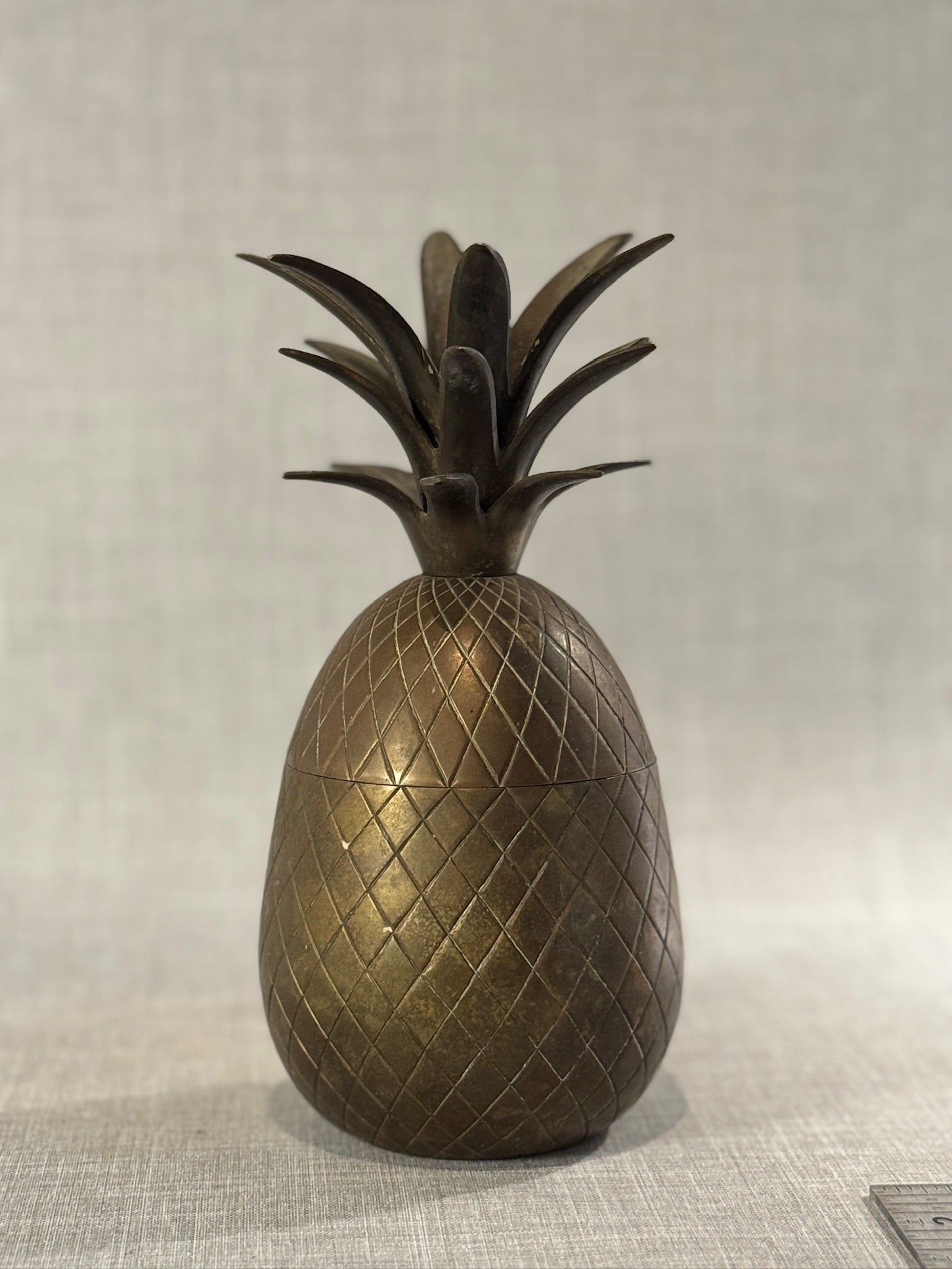 Vintage Brass Pineapple Lidded Container – Decorative Trinket Box
