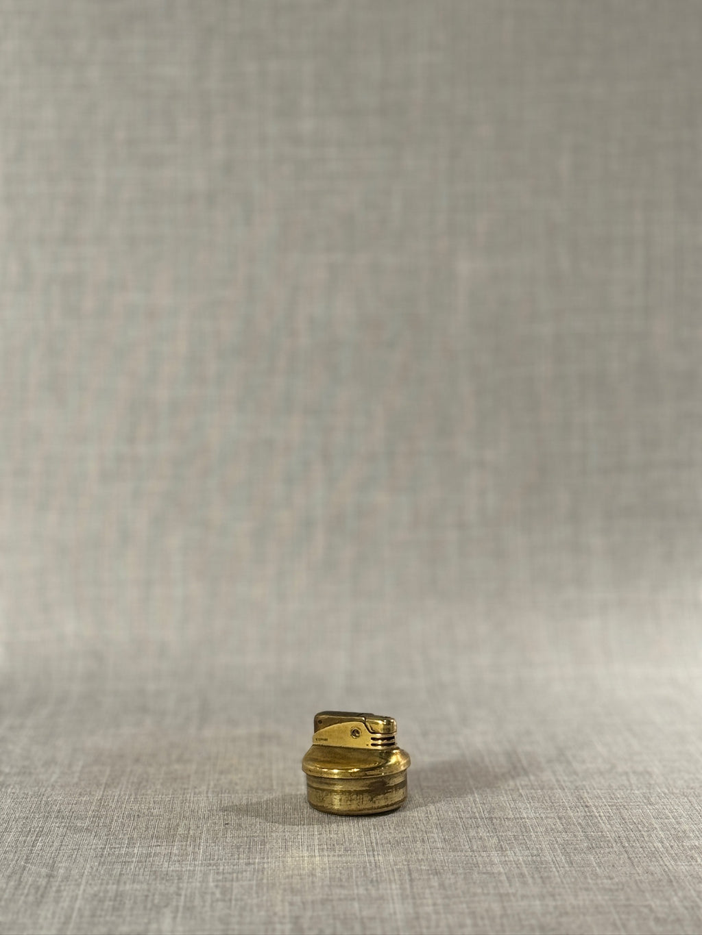 Mid-Century Brass Table Lighter Insert with Screw-Base Fuel Chamber and Aged Patina