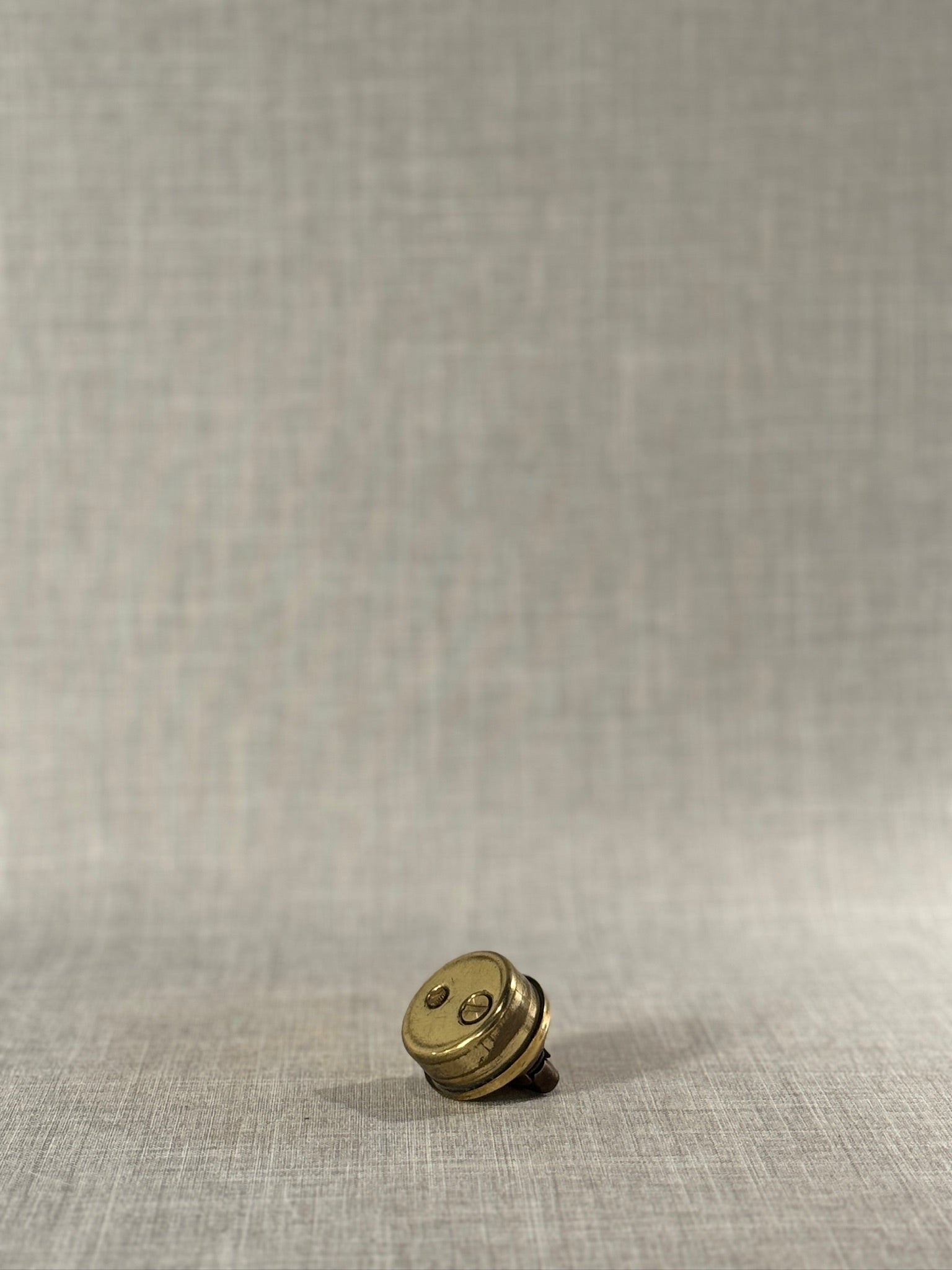 Mid-Century Brass Table Lighter Insert with Screw-Base Fuel Chamber and Aged Patina