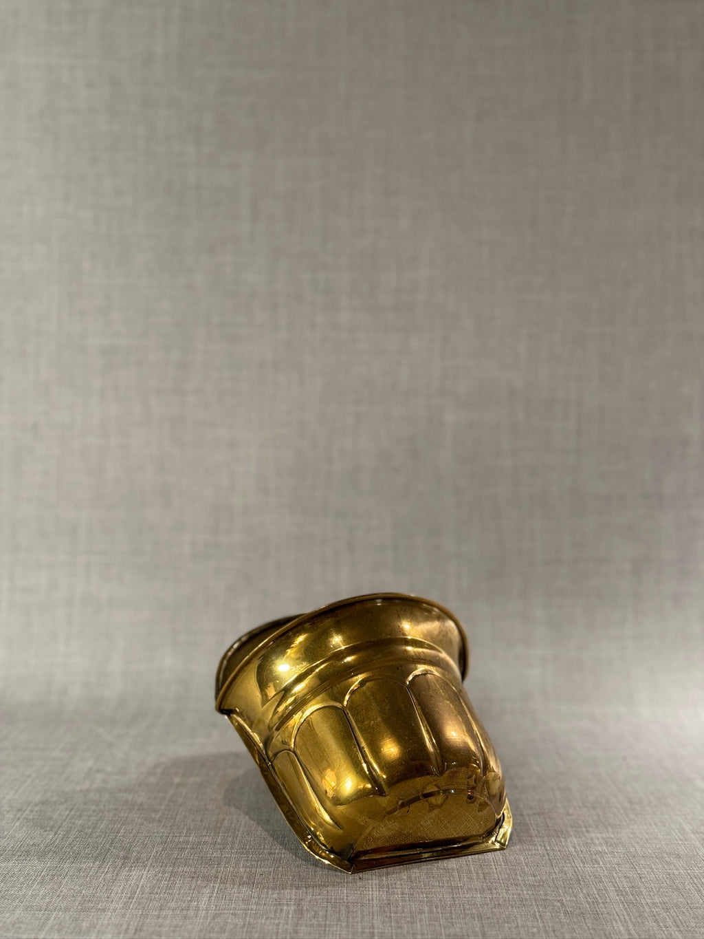 Vintage Solid Brass Wall-Hanging Decor with Scalloped Relief