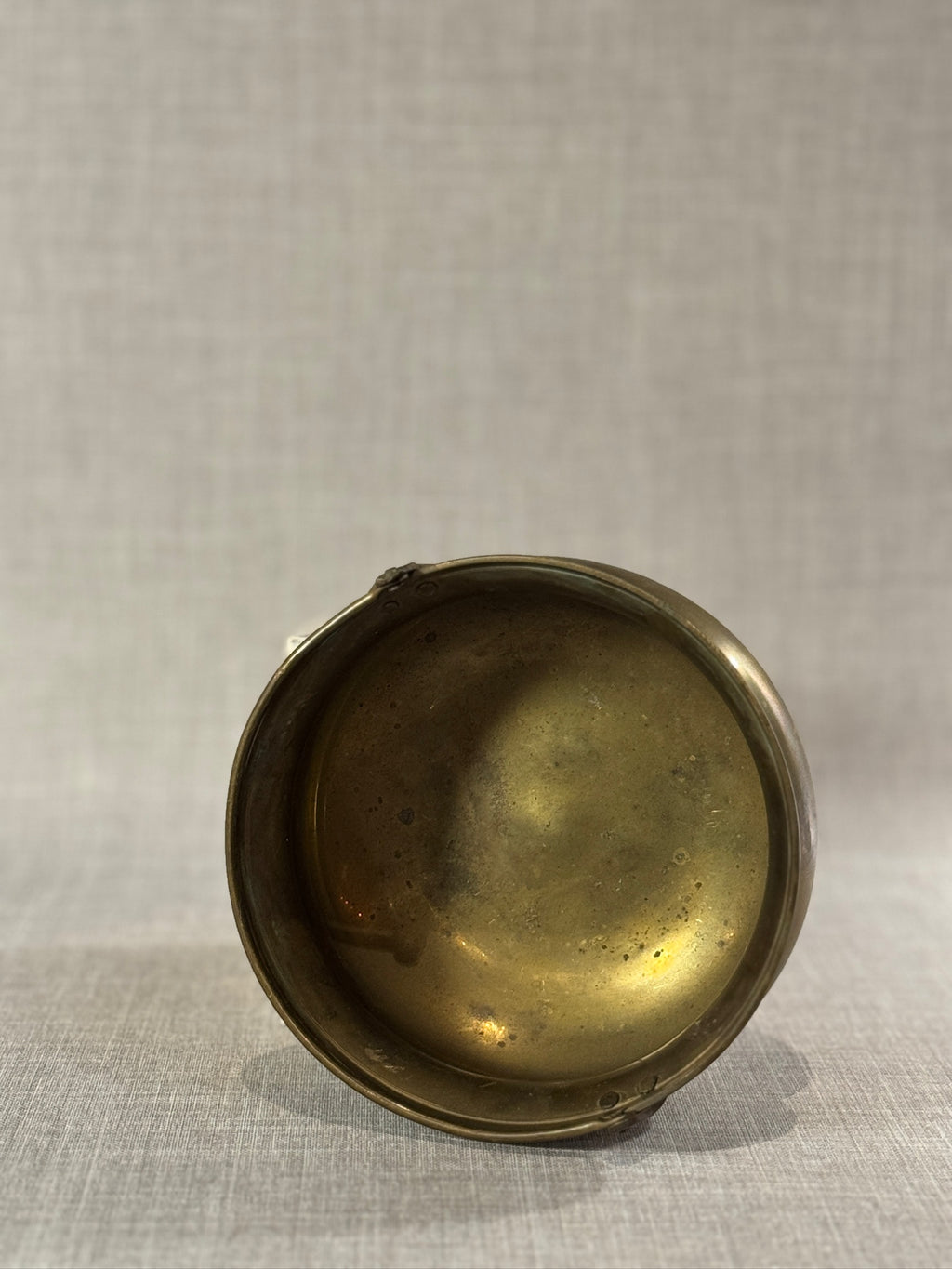 vintage brass catch all dish with handle decorative