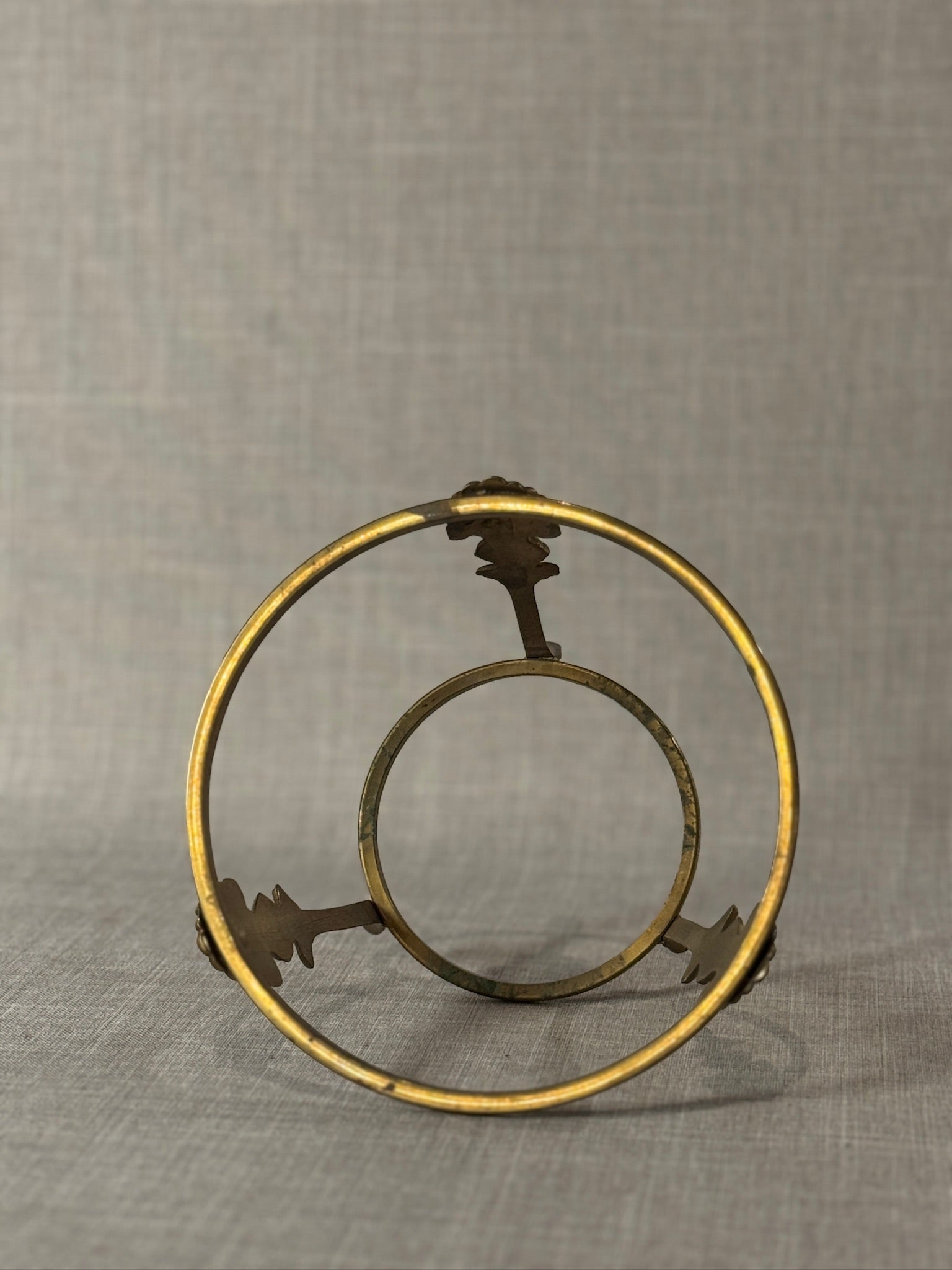 Antique Brass Tripod Shell-Motif Planter Stand