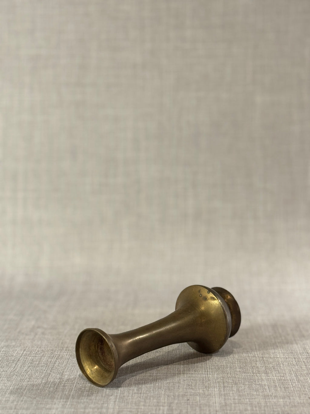 Vintage Mid-Century Solid Brass Bud Vase with Flared Rim and Sculpted Baluster Form