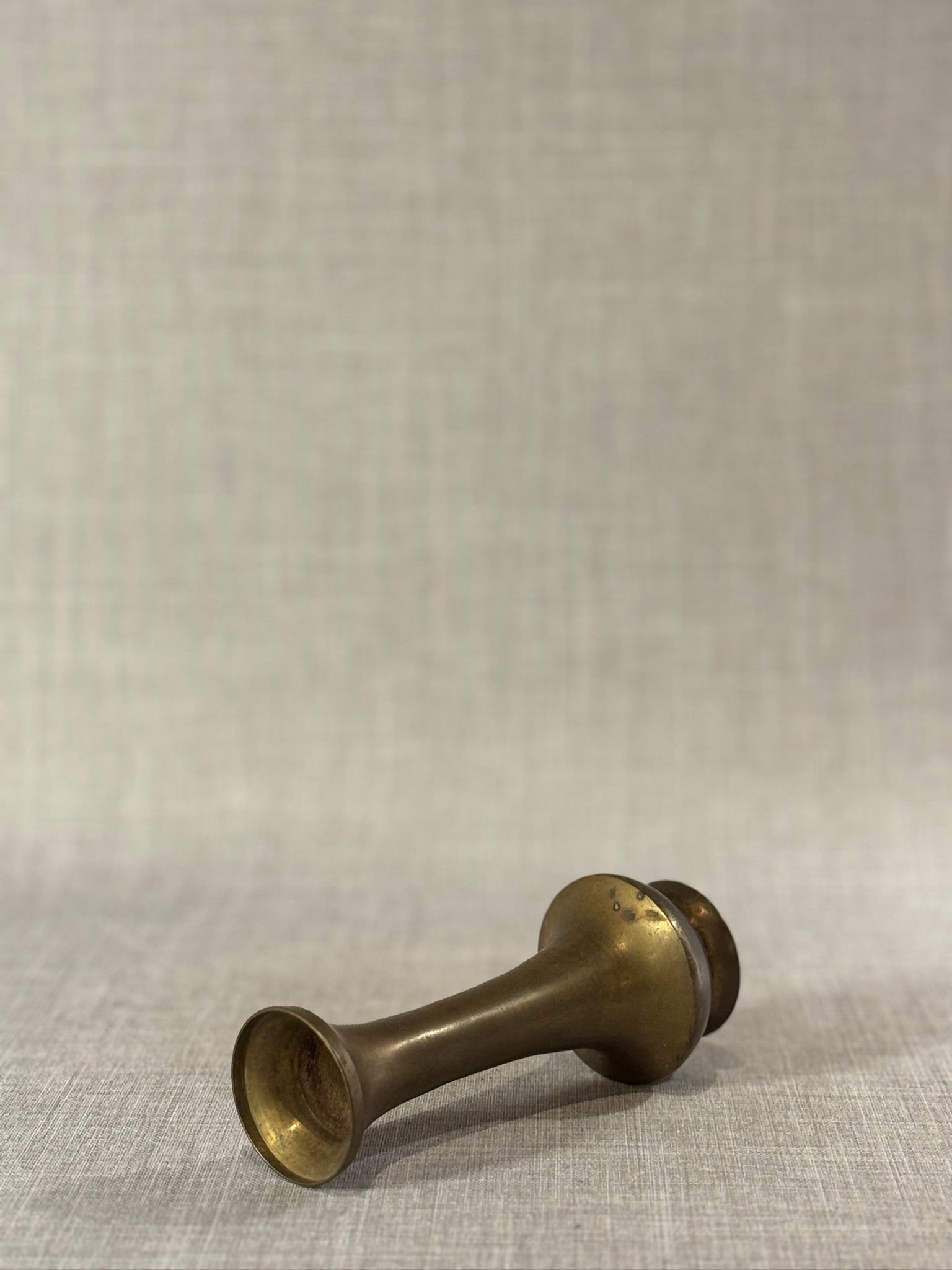 Vintage Mid-Century Solid Brass Bud Vase with Flared Rim and Sculpted Baluster Form
