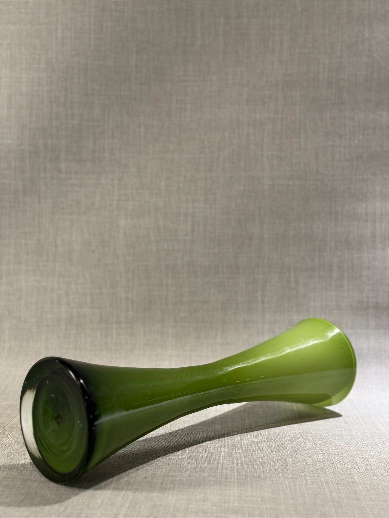 Mid-Century Modern Green Cased Art Glass Hourglass Vase