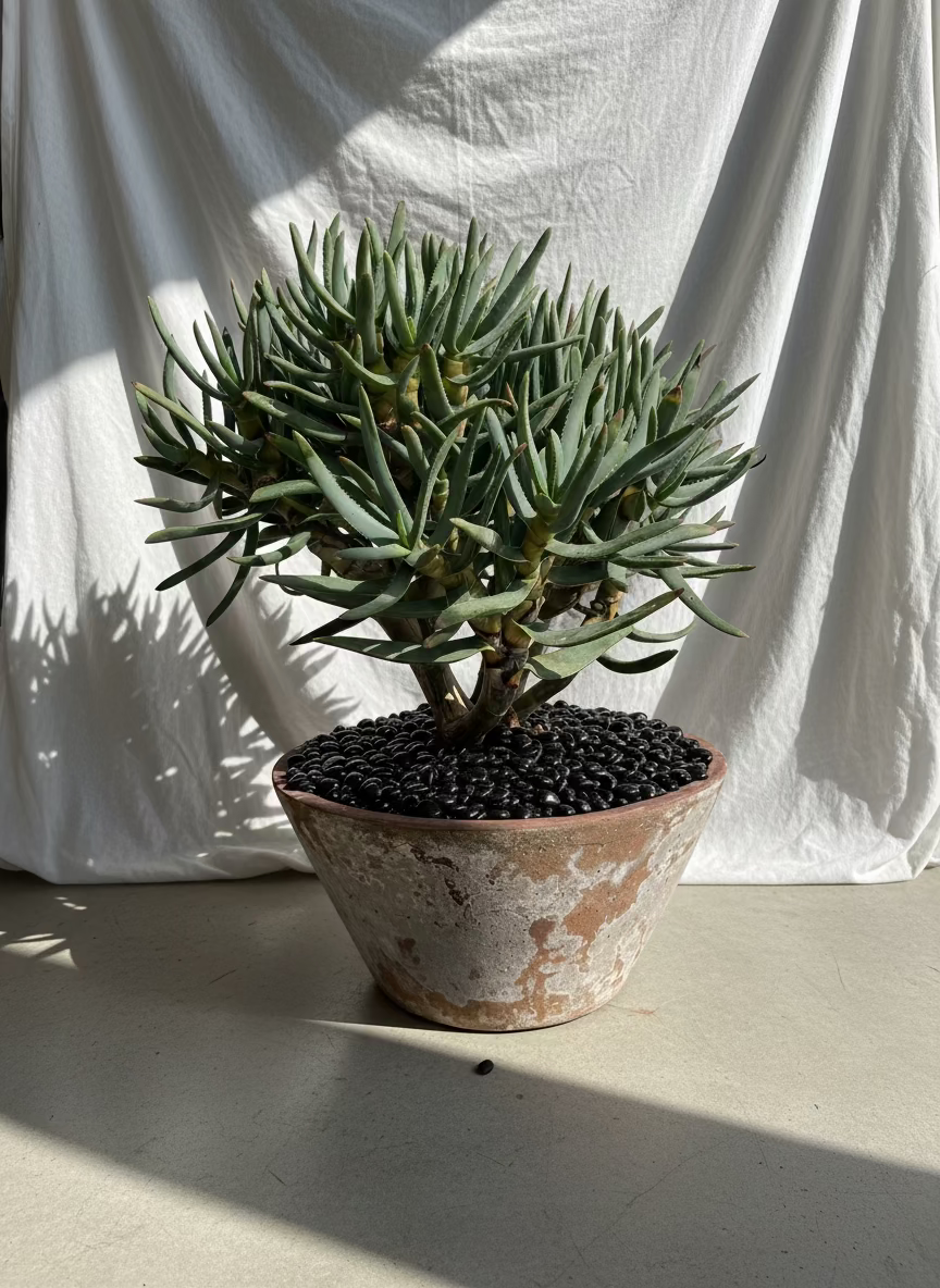 Sculptural Euphorbia in Aged Terracotta Vessel