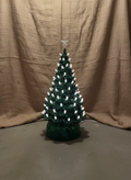 1970s Emerald Ceramic Light-Up Christmas Tree with White Bulbs