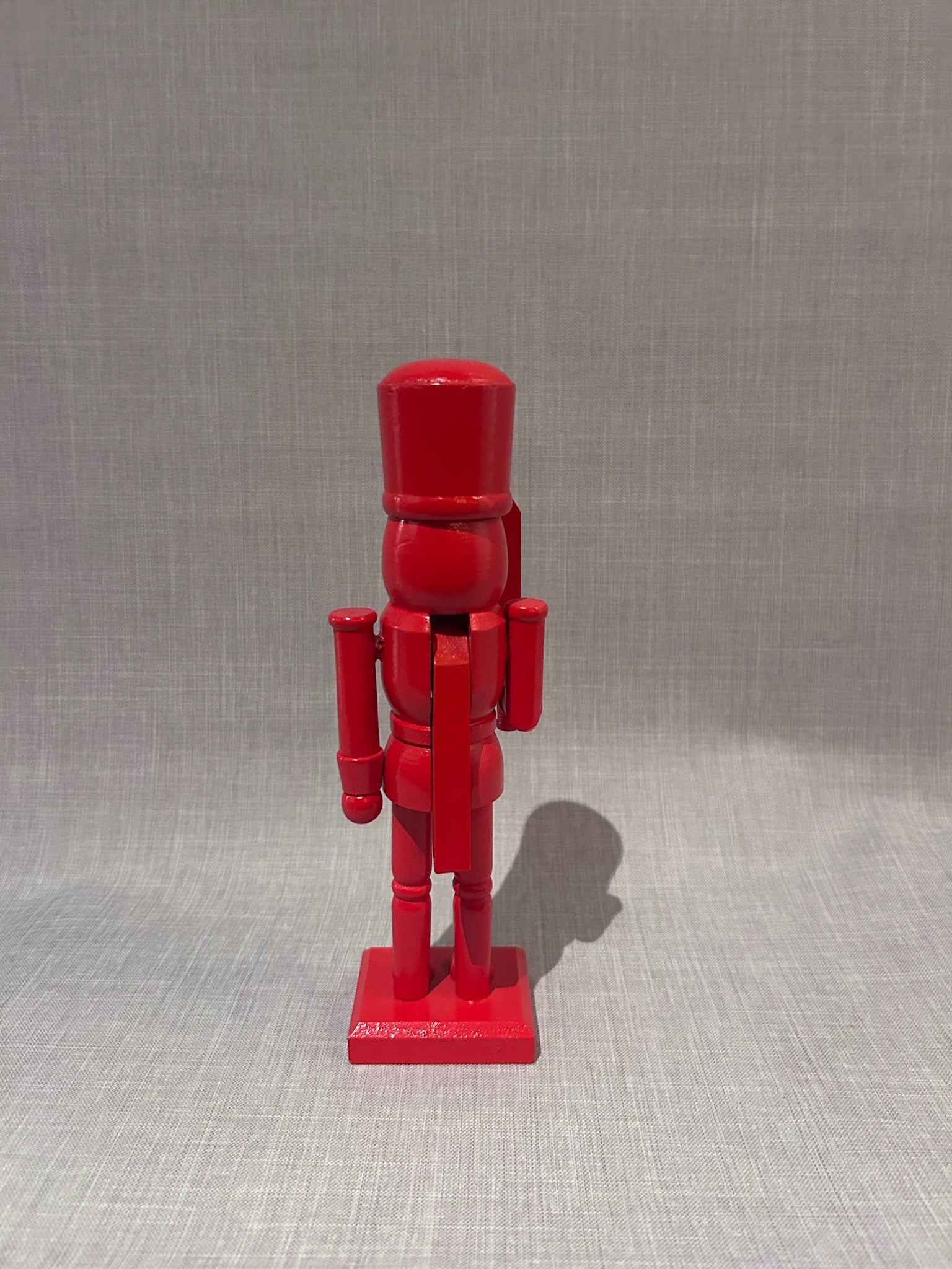 Vintage Hand-Carved Wooden Nutcracker Guard in Red with Crown and Staff (Set of 3)