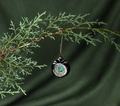 Hand-Blown Purple Glass Ornament with Applied Silver Medallion and Turquoise Rosette, c. 1935–1955