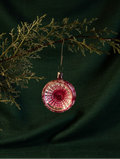 Mid-Century Hand-Blown Reflector Glass Ornament with Ruby Red Lens, c. 1940–1960