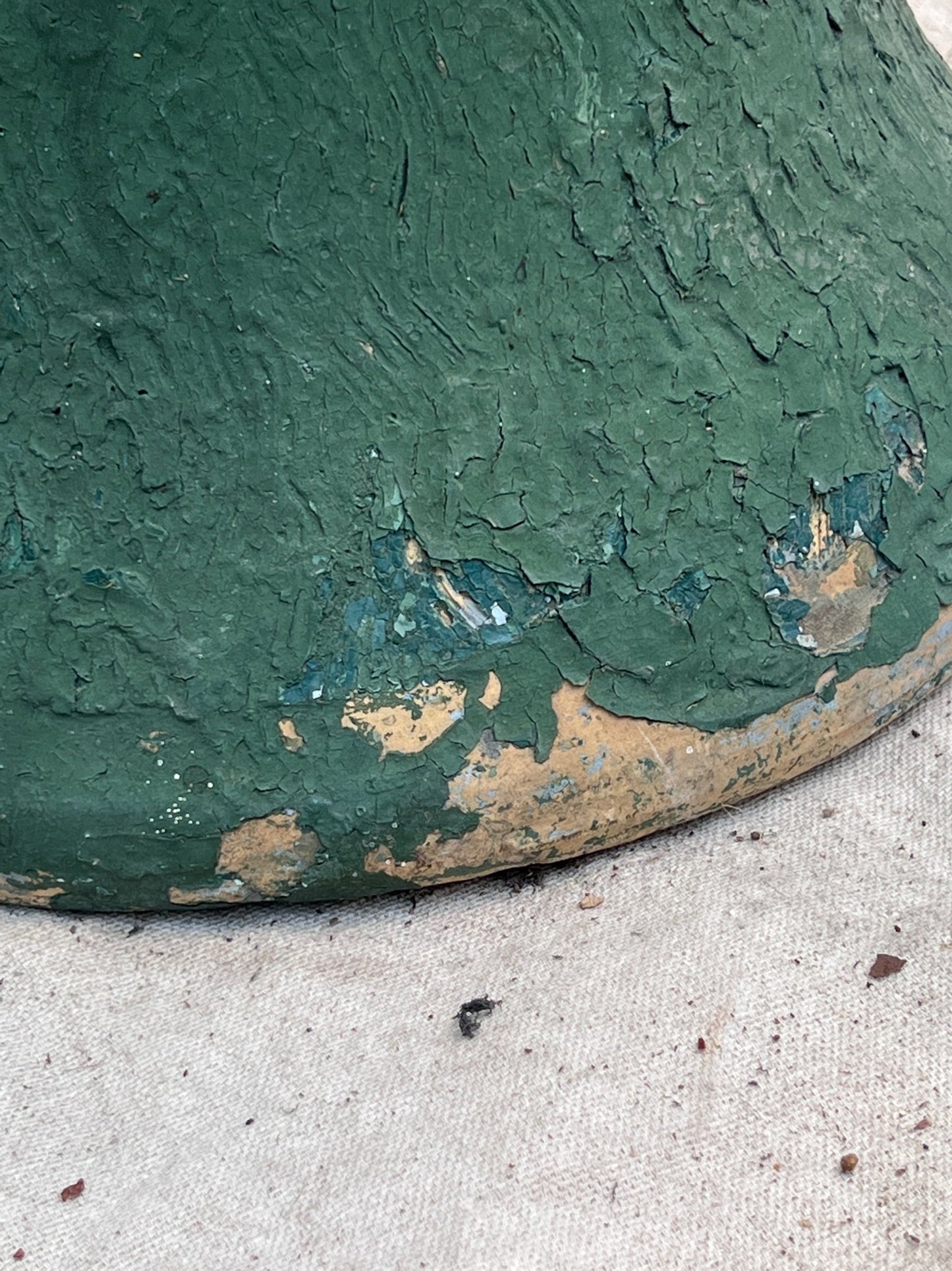 Early 20th Century Painted Concrete Birdbath With Pottery Base