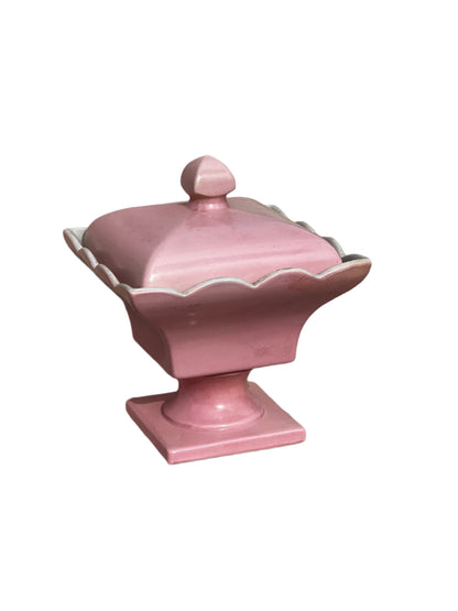 Vintage Pink Hull Art Pottery # 158 Pedestal Dish with Lid