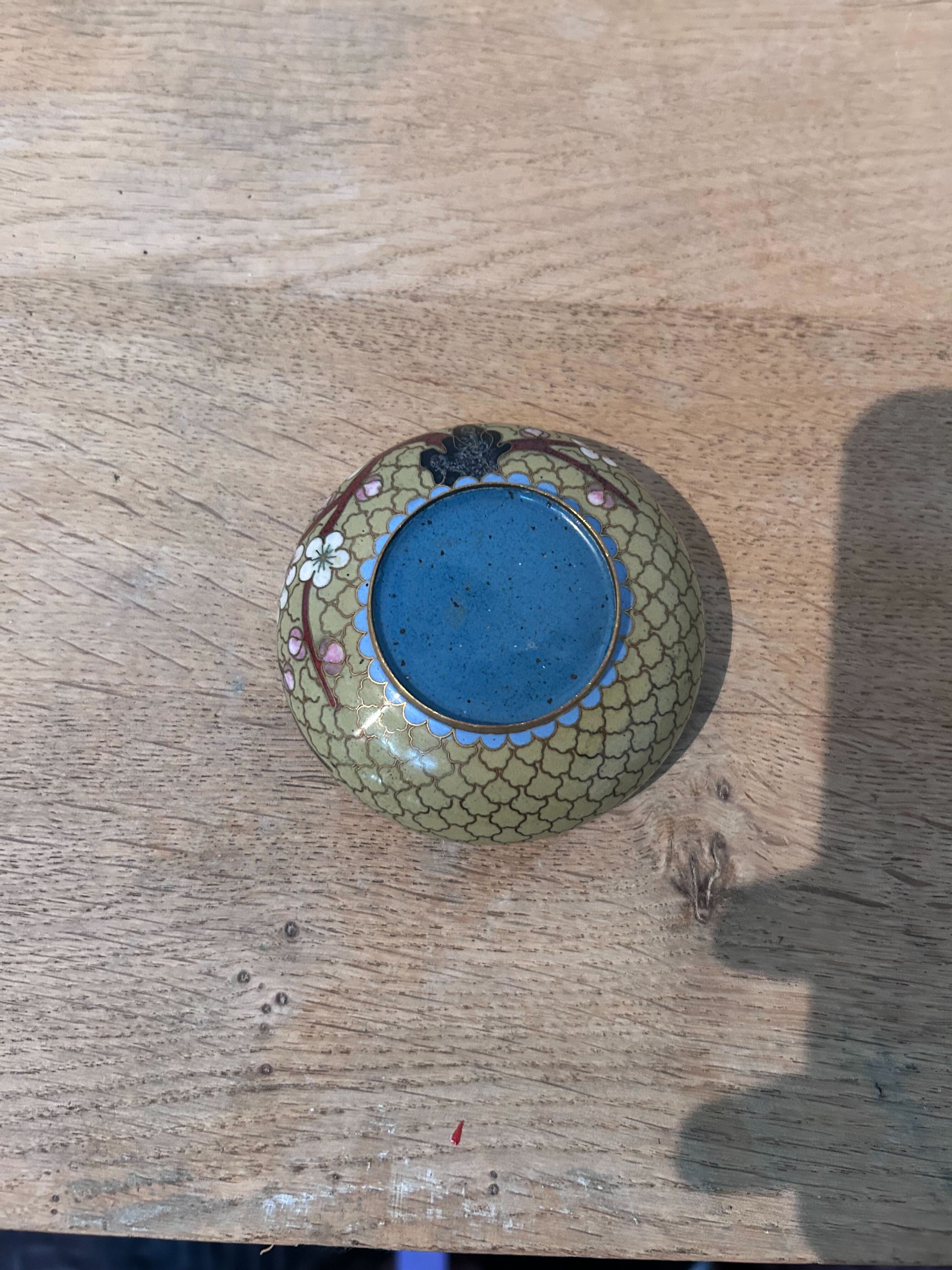 Antique Chinese Cloisonne Enamel on Brass Ashtray