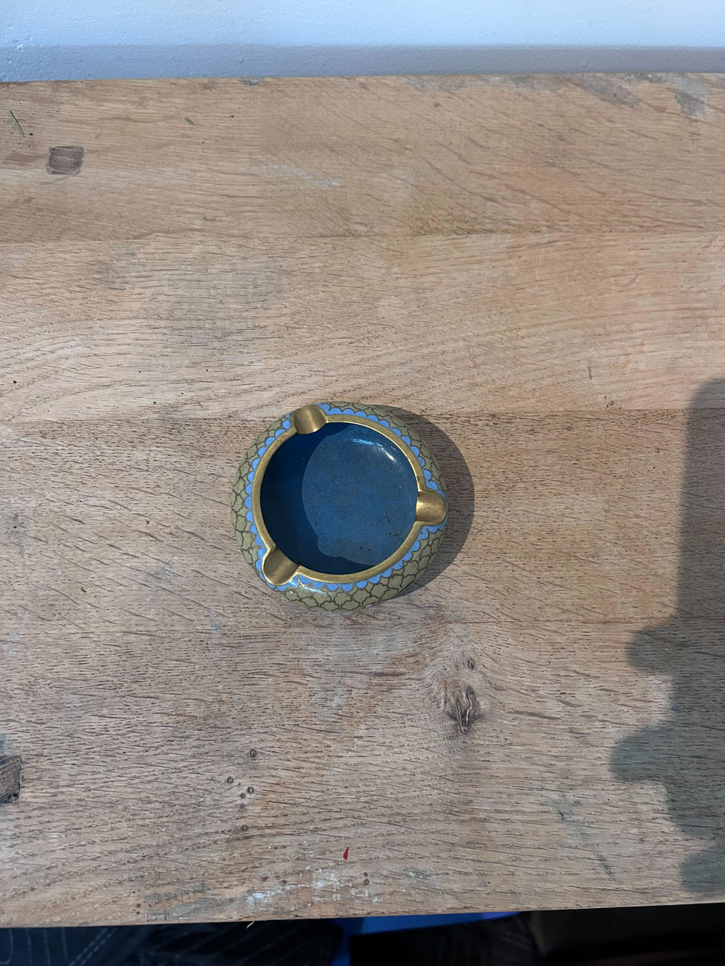 Antique Chinese Cloisonne Enamel on Brass Ashtray