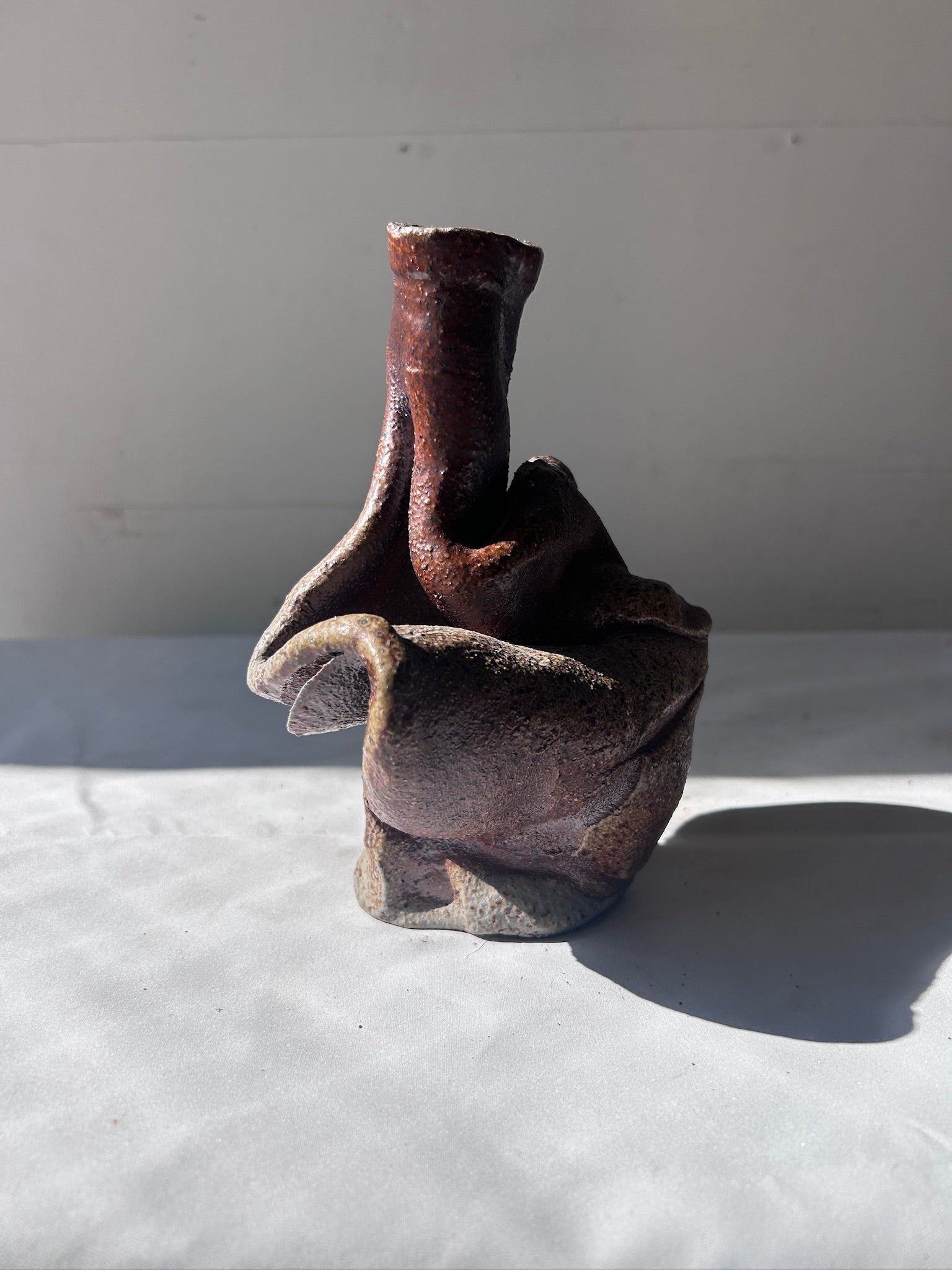 Freeform Organic Studio Pottery Vase – Abstract Modernist Sculptural Stoneware Art