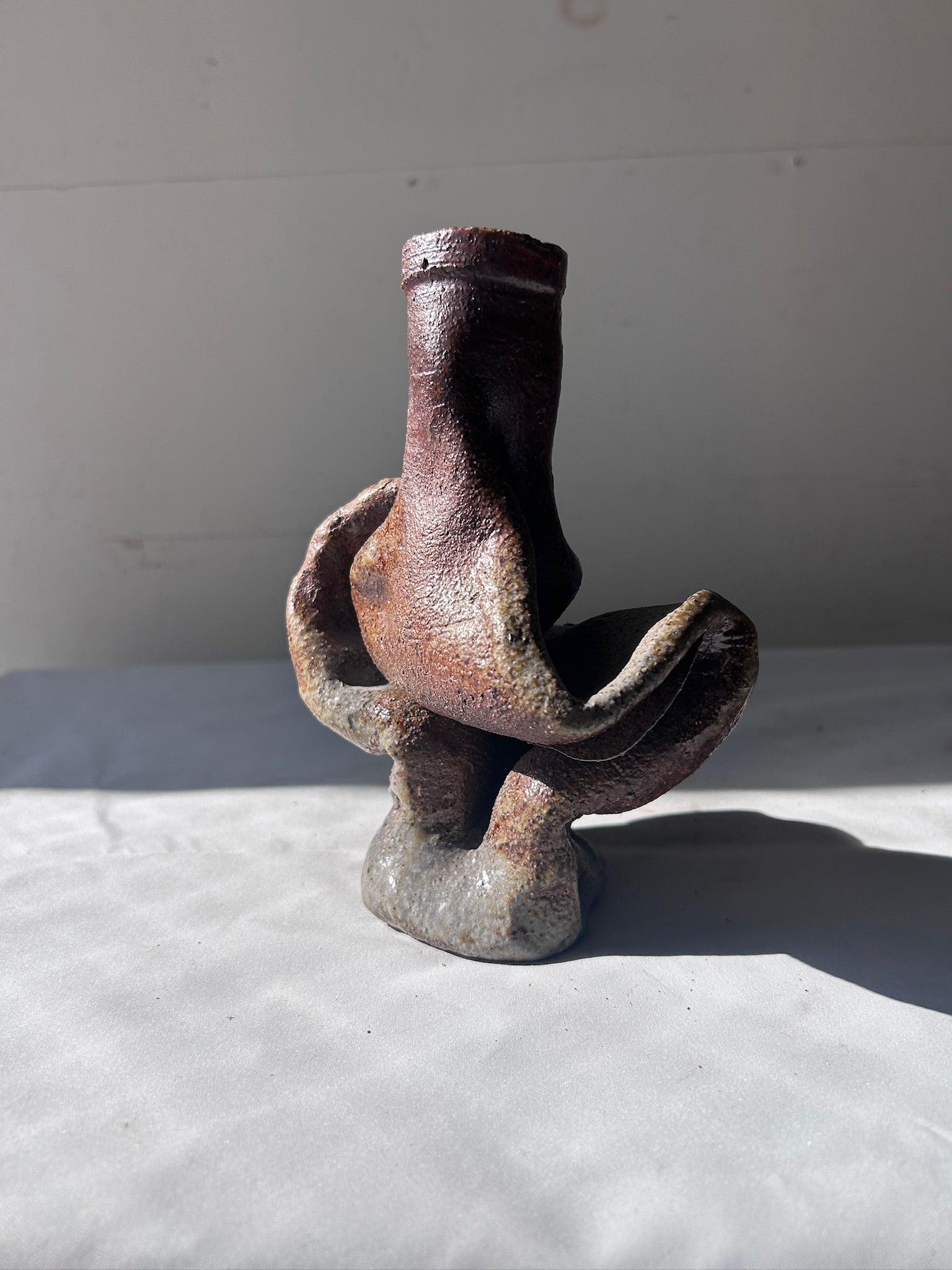 Freeform Organic Studio Pottery Vase – Abstract Modernist Sculptural Stoneware Art