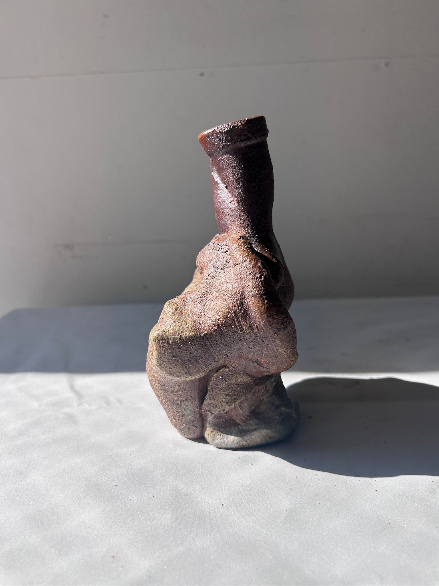 Freeform Organic Studio Pottery Vase – Abstract Modernist Sculptural Stoneware Art