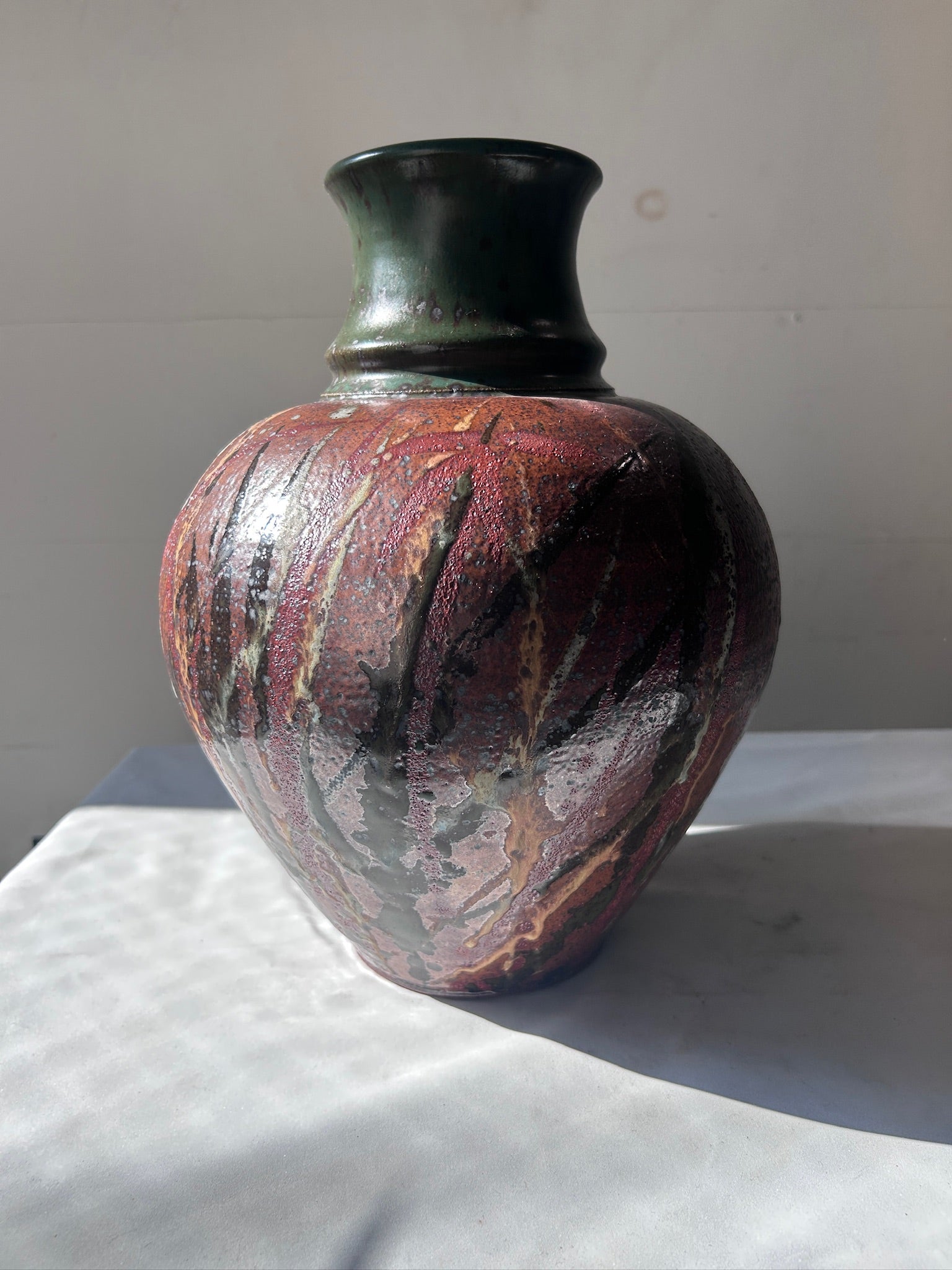 Signed Handcrafted Stoneware Vase with Rich Earthy Glaze