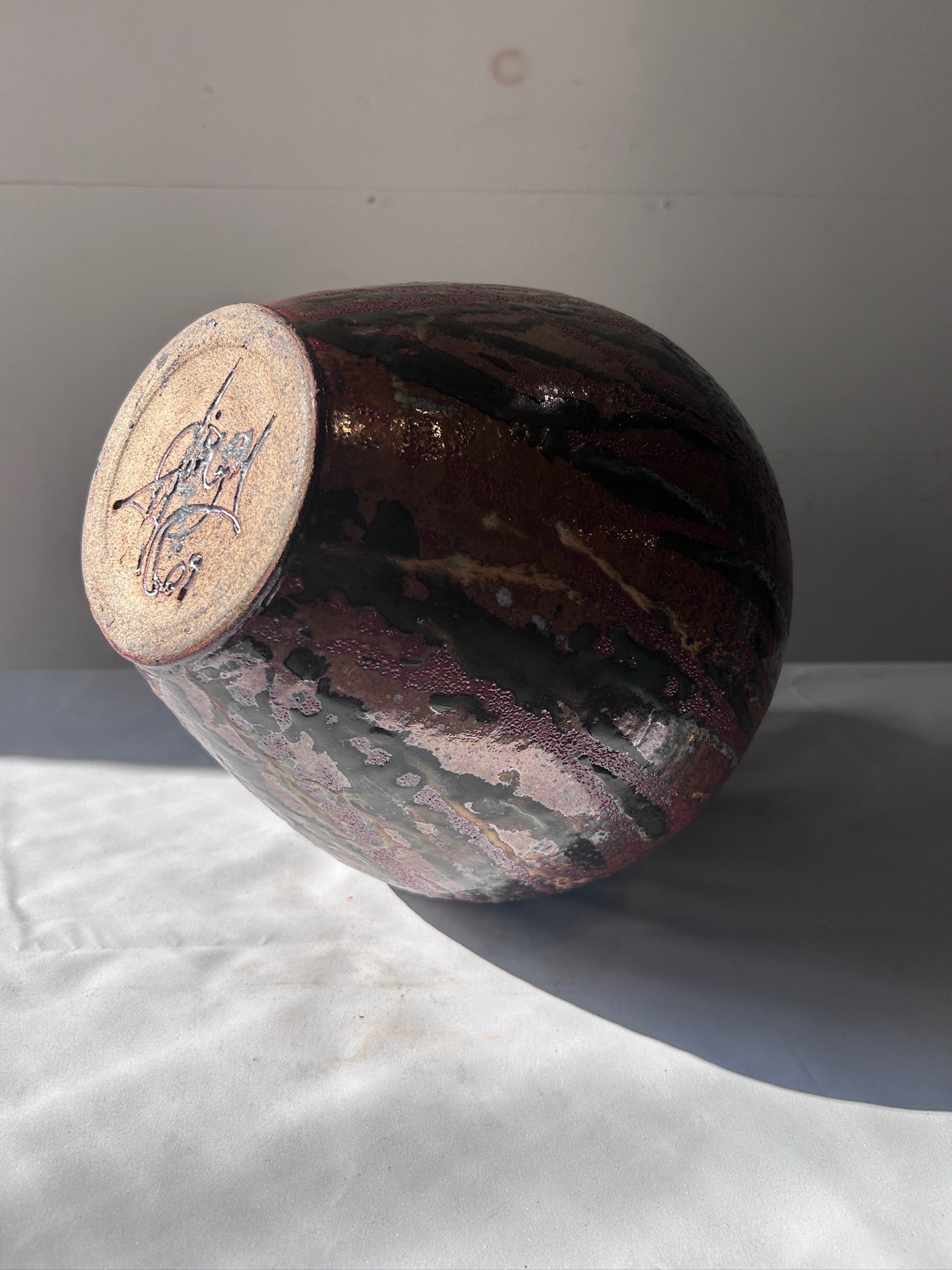 Signed Handcrafted Stoneware Vase with Rich Earthy Glaze