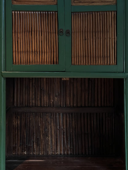 Chinese Qing Dynasty Kitchen Cabinet With Bamboo and Sliding Panels