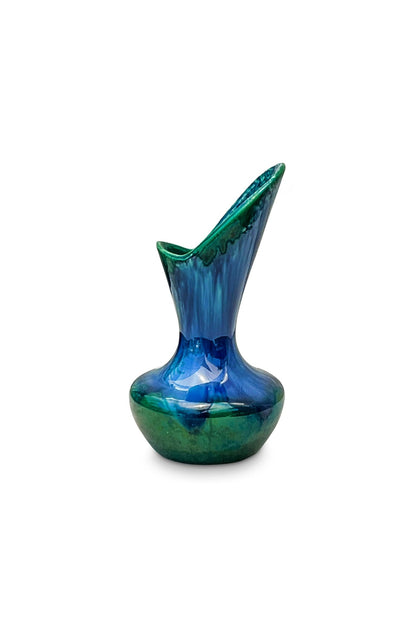 Blue and Green Vintage Pottery Art Vase