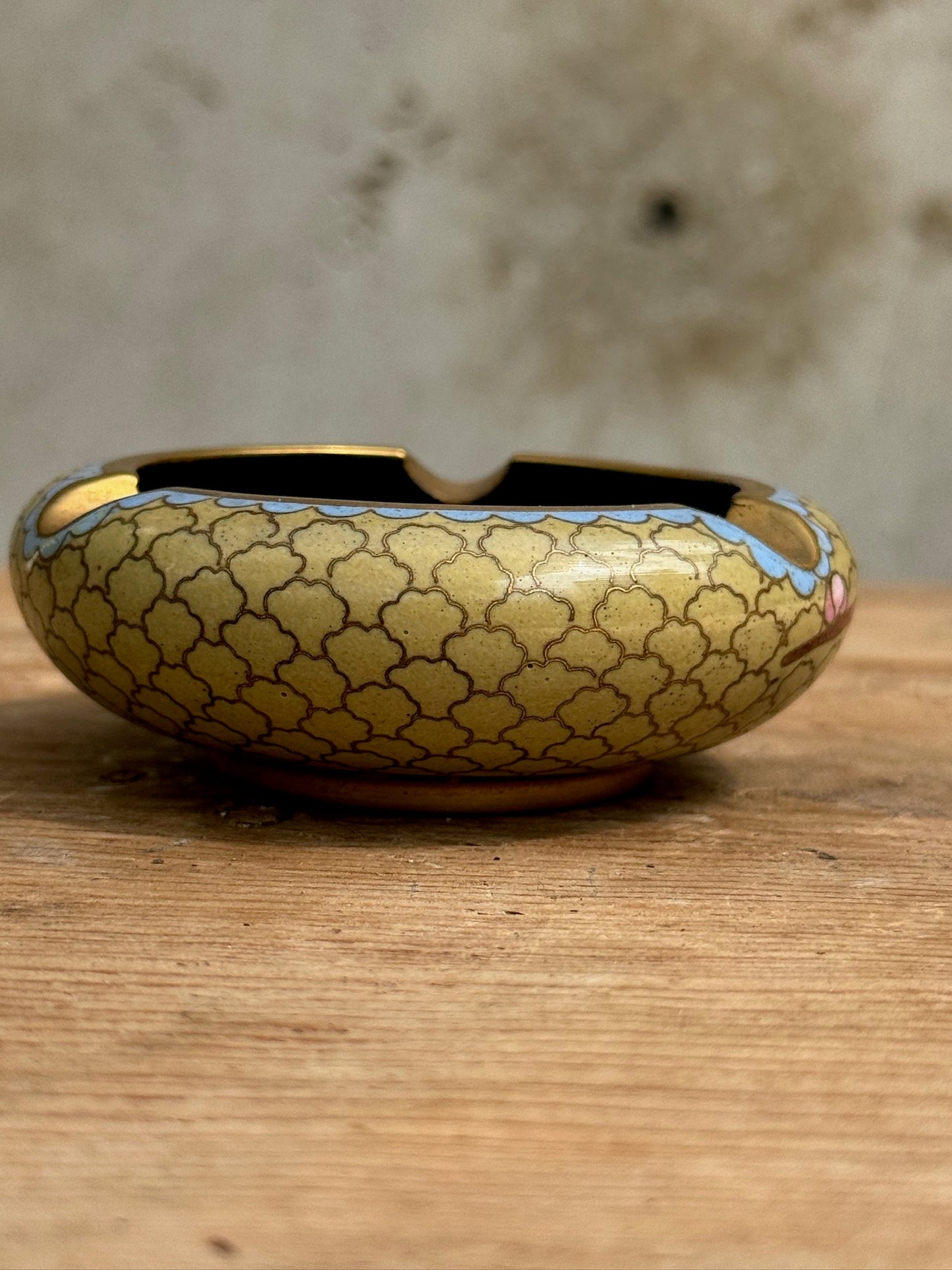 Antique Chinese Cloisonne Enamel on Brass Ashtray