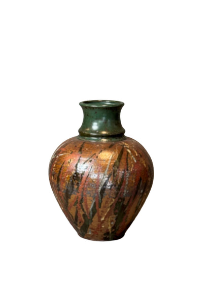 Signed Handcrafted Stoneware Vase with Rich Earthy Glaze
