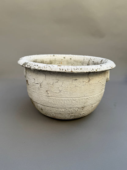 Antique European Terracotta Planter with Aged White Patina