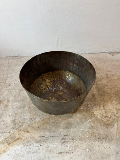 Antique Handcrafted Brass & Metal Bowl – Rustic Primitive Décor