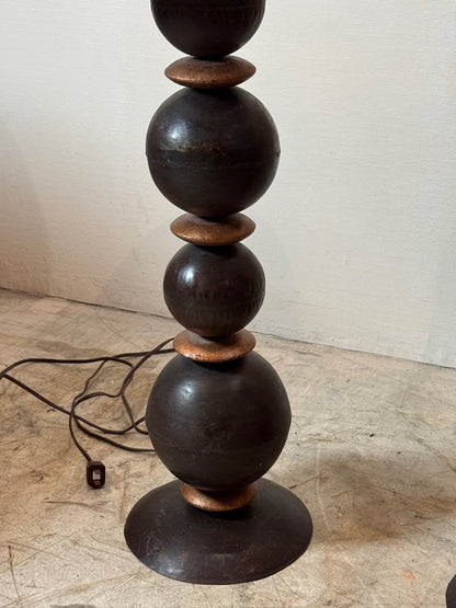 Pair of Vintage Metal Table Lamps with White Drum Shades