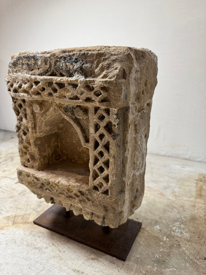 Trio of Antique Stone Wall Niches with Intricate Carvings
