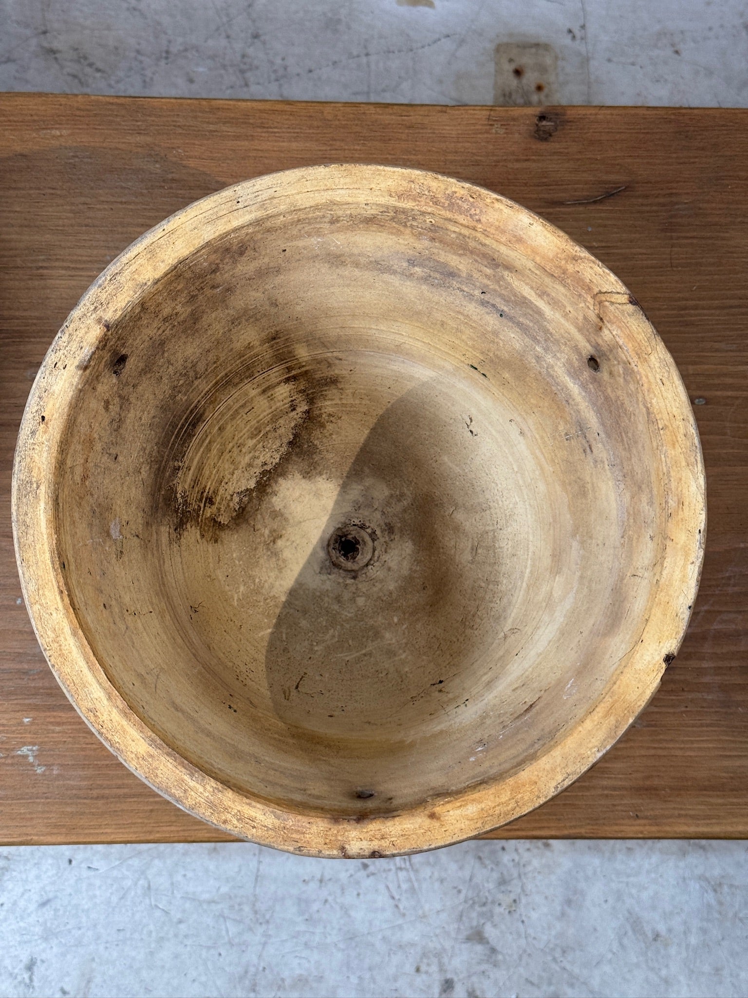 Antique Handcrafted Terracotta Planter with Geometric Pattern