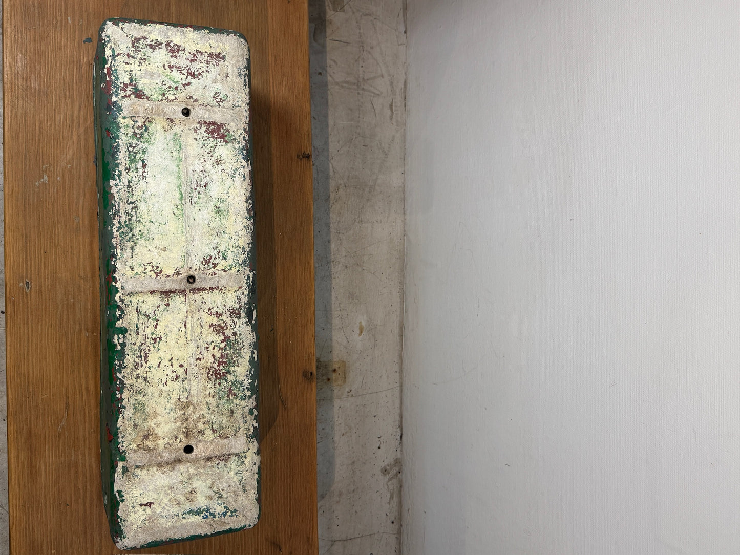 Vintage Willy Guhl Fiber Cement Planter Rectangular with Distressed Green Paint
