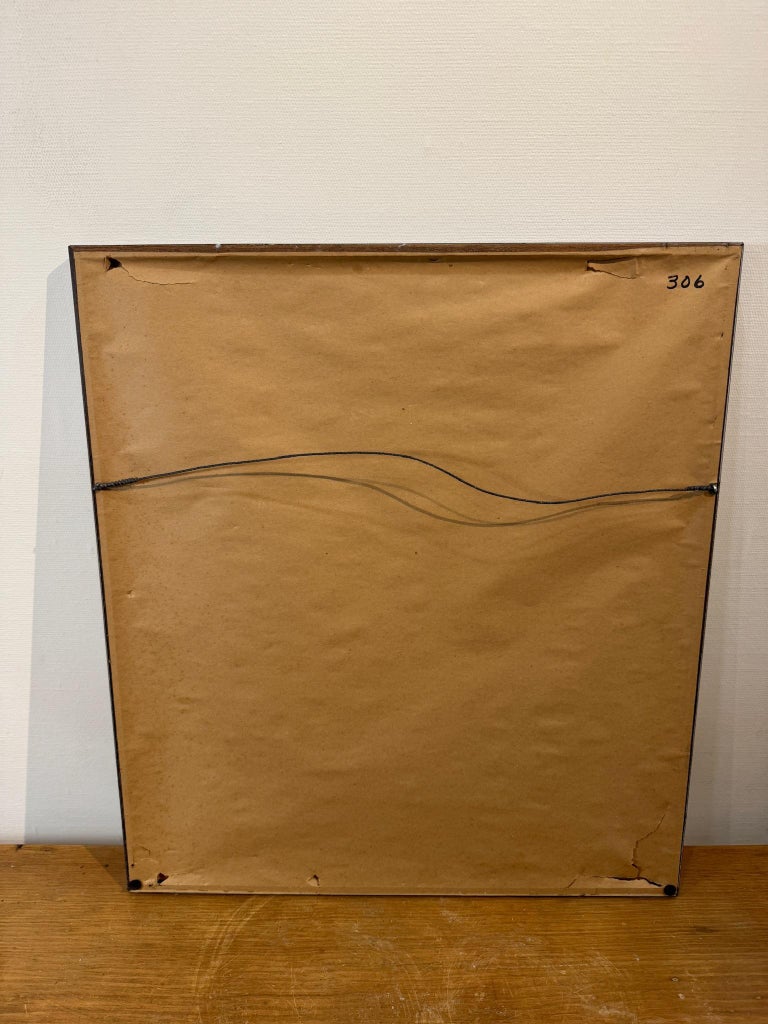 Mid-Century Modern Geometric Abstract Painting on Paper, 21x18